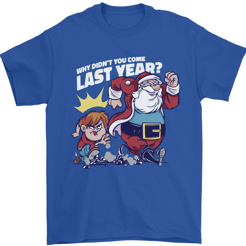 Christmas Santa Naughty List Xmas Funny Mens T-Shirt 100% Cotton Royal Blue