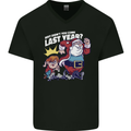 Christmas Santa Naughty List Xmas Funny Mens V-Neck Cotton T-Shirt Black