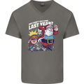 Christmas Santa Naughty List Xmas Funny Mens V-Neck Cotton T-Shirt Charcoal