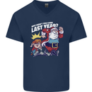 Christmas Santa Naughty List Xmas Funny Mens V-Neck Cotton T-Shirt Navy Blue