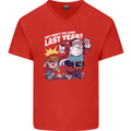 Christmas Santa Naughty List Xmas Funny Mens V-Neck Cotton T-Shirt Red