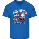 Christmas Santa Naughty List Xmas Funny Mens V-Neck Cotton T-Shirt Royal Blue