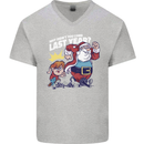 Christmas Santa Naughty List Xmas Funny Mens V-Neck Cotton T-Shirt Sports Grey