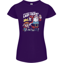 Christmas Santa Naughty List Xmas Funny Womens Petite Cut T-Shirt Purple