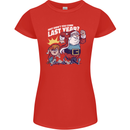 Christmas Santa Naughty List Xmas Funny Womens Petite Cut T-Shirt Red