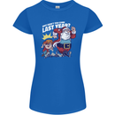 Christmas Santa Naughty List Xmas Funny Womens Petite Cut T-Shirt Royal Blue