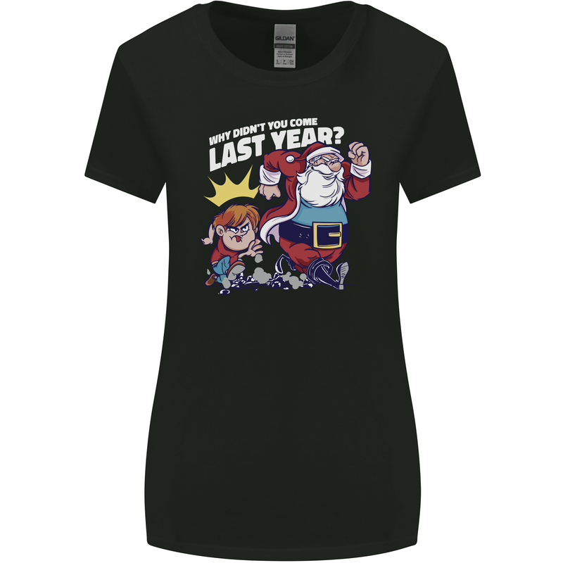 Christmas Santa Naughty List Xmas Funny Womens Wider Cut T-Shirt Black