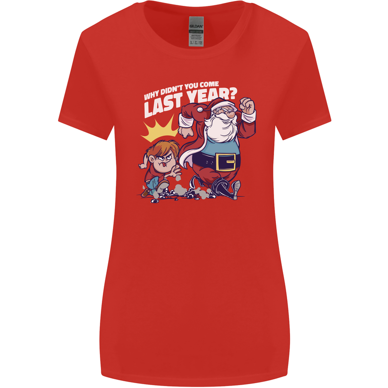 Christmas Santa Naughty List Xmas Funny Womens Wider Cut T-Shirt Red