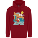 Christmas Santa Playing Basketball Xmas Childrens Kids Hoodie Red