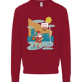 Christmas Santa Playing Basketball Xmas Kids Sweatshirt Jumper Red