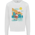 Christmas Santa Playing Basketball Xmas Kids Sweatshirt Jumper White