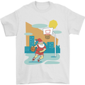 Christmas Santa Playing Basketball Xmas Mens T-Shirt 100% Cotton White