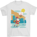 Christmas Santa Playing Basketball Xmas Mens T-Shirt 100% Cotton White