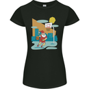 Christmas Santa Playing Basketball Xmas Womens Petite Cut T-Shirt Black