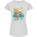 Christmas Santa Playing Basketball Xmas Womens Petite Cut T-Shirt White