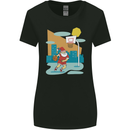 Christmas Santa Playing Basketball Xmas Womens Wider Cut T-Shirt Black