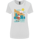 Christmas Santa Playing Basketball Xmas Womens Wider Cut T-Shirt White