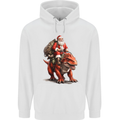 Christmas Santa Riding a Dinosaur Xmas Childrens Kids Hoodie White