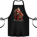Christmas Santa Riding a Dinosaur Xmas Cotton Apron 100% Organic Black