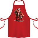 Christmas Santa Riding a Dinosaur Xmas Cotton Apron 100% Organic Red