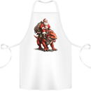 Christmas Santa Riding a Dinosaur Xmas Cotton Apron 100% Organic White
