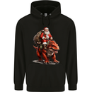 Christmas Santa Riding a Dinosaur Xmas Mens 80% Cotton Hoodie Black