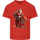 Christmas Santa Riding a Dinosaur Xmas Mens Cotton T-Shirt Tee Top Red