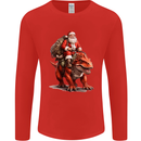 Christmas Santa Riding a Dinosaur Xmas Mens Long Sleeve T-Shirt Red