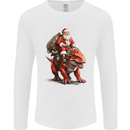 Christmas Santa Riding a Dinosaur Xmas Mens Long Sleeve T-Shirt White