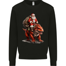 Christmas Santa Riding a Dinosaur Xmas Mens Sweatshirt Jumper Black