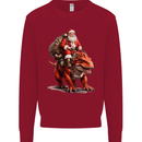 Christmas Santa Riding a Dinosaur Xmas Mens Sweatshirt Jumper Red