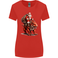 Christmas Santa Riding a Dinosaur Xmas Womens Wider Cut T-Shirt Red