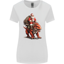 Christmas Santa Riding a Dinosaur Xmas Womens Wider Cut T-Shirt White