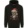 Christmas Santa Skull Heavy Metal Biker Xmas Childrens Kids Hoodie Black