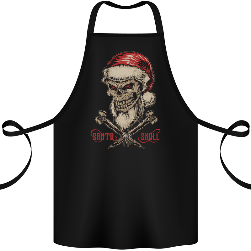 Christmas Santa Skull Heavy Metal Biker Xmas Cotton Apron 100% Organic Black