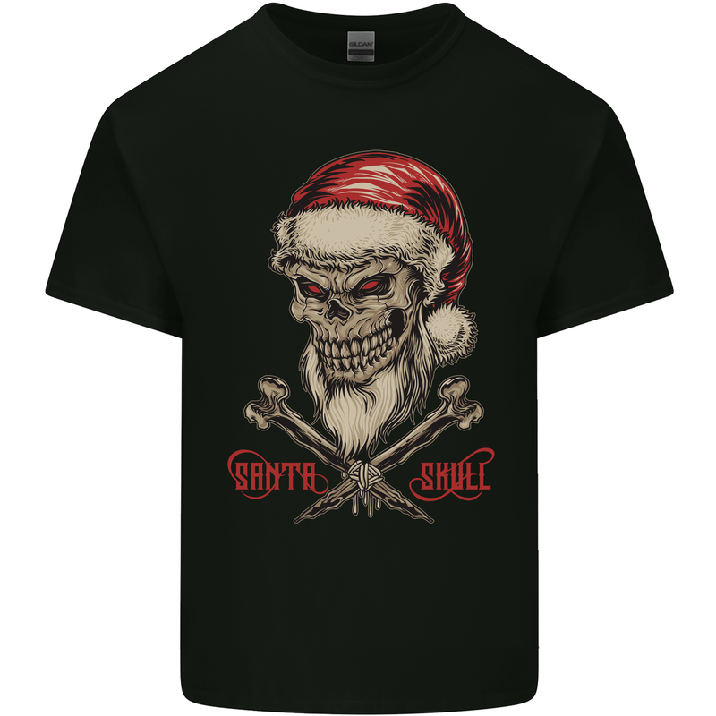 Christmas Santa Skull Heavy Metal Biker Xmas Mens Cotton T-Shirt Tee Top Black