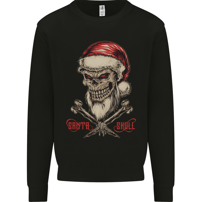 Christmas Santa Skull Heavy Metal Biker Xmas Mens Sweatshirt Jumper Black