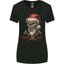 Christmas Santa Skull Heavy Metal Biker Xmas Womens Wider Cut T-Shirt Black
