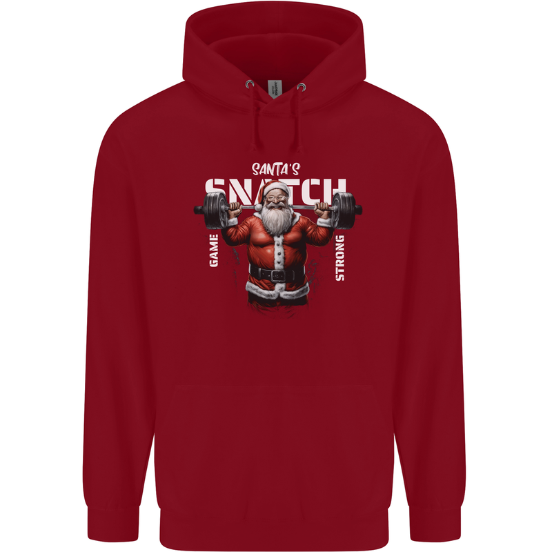 Christmas Santa Snatch Xmas Gym Training Childrens Kids Hoodie Red