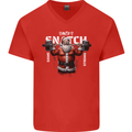 Christmas Santa Snatch Xmas Gym Training Mens V-Neck Cotton T-Shirt Red