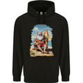 Christmas Santa With Surfboard Xmas Surfing Childrens Kids Hoodie Black