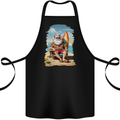 Christmas Santa With Surfboard Xmas Surfing Cotton Apron 100% Organic Black