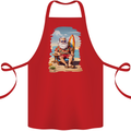 Christmas Santa With Surfboard Xmas Surfing Cotton Apron 100% Organic Red