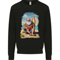 Christmas Santa With Surfboard Xmas Surfing Kids Sweatshirt Jumper Black