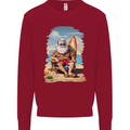 Christmas Santa With Surfboard Xmas Surfing Kids Sweatshirt Jumper Red