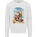 Christmas Santa With Surfboard Xmas Surfing Kids Sweatshirt Jumper White