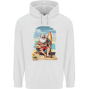 Christmas Santa With Surfboard Xmas Surfing Mens 80% Cotton Hoodie White