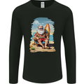 Christmas Santa With Surfboard Xmas Surfing Mens Long Sleeve T-Shirt Black