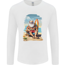 Christmas Santa With Surfboard Xmas Surfing Mens Long Sleeve T-Shirt White