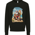 Christmas Santa With Surfboard Xmas Surfing Mens Sweatshirt Jumper Black